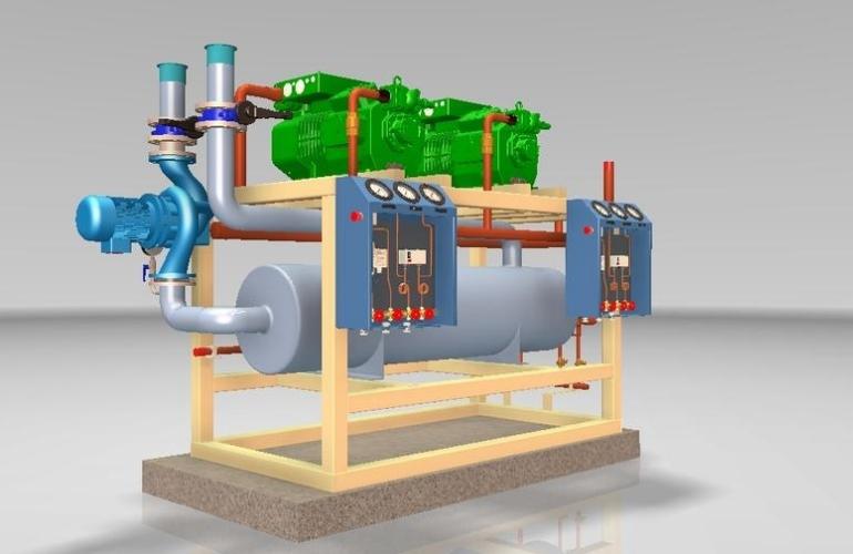 air chiller reciprocating compressor 3D view